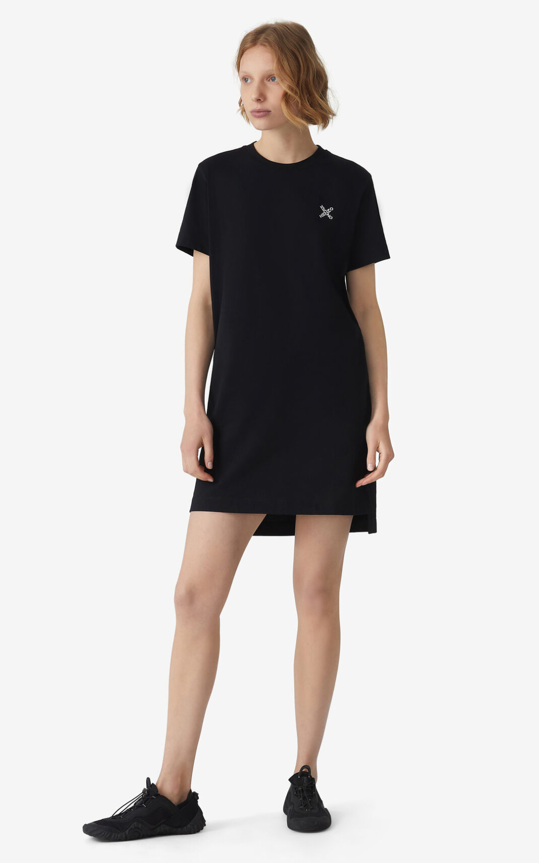 Kenzo Sport Little X t shirt Elbise Bayan Siyah | 5162-FYJBS